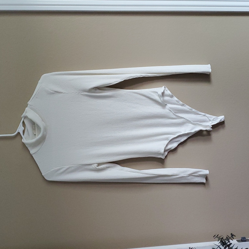 FP Movement by Free People Ivory Ribbed Bodysuit